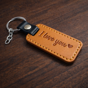 I Loce You Leather Keychain