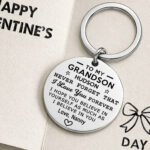 Grandson Keychain Custom Name Gift from Grandma Grandpa Nana Papa Engraved Message Gift for Birthday Graduation Christmas