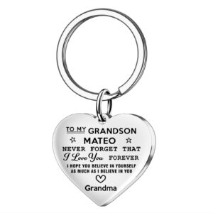 Personalized Grandson Keychain – Custom Name Key Chain from Grandma